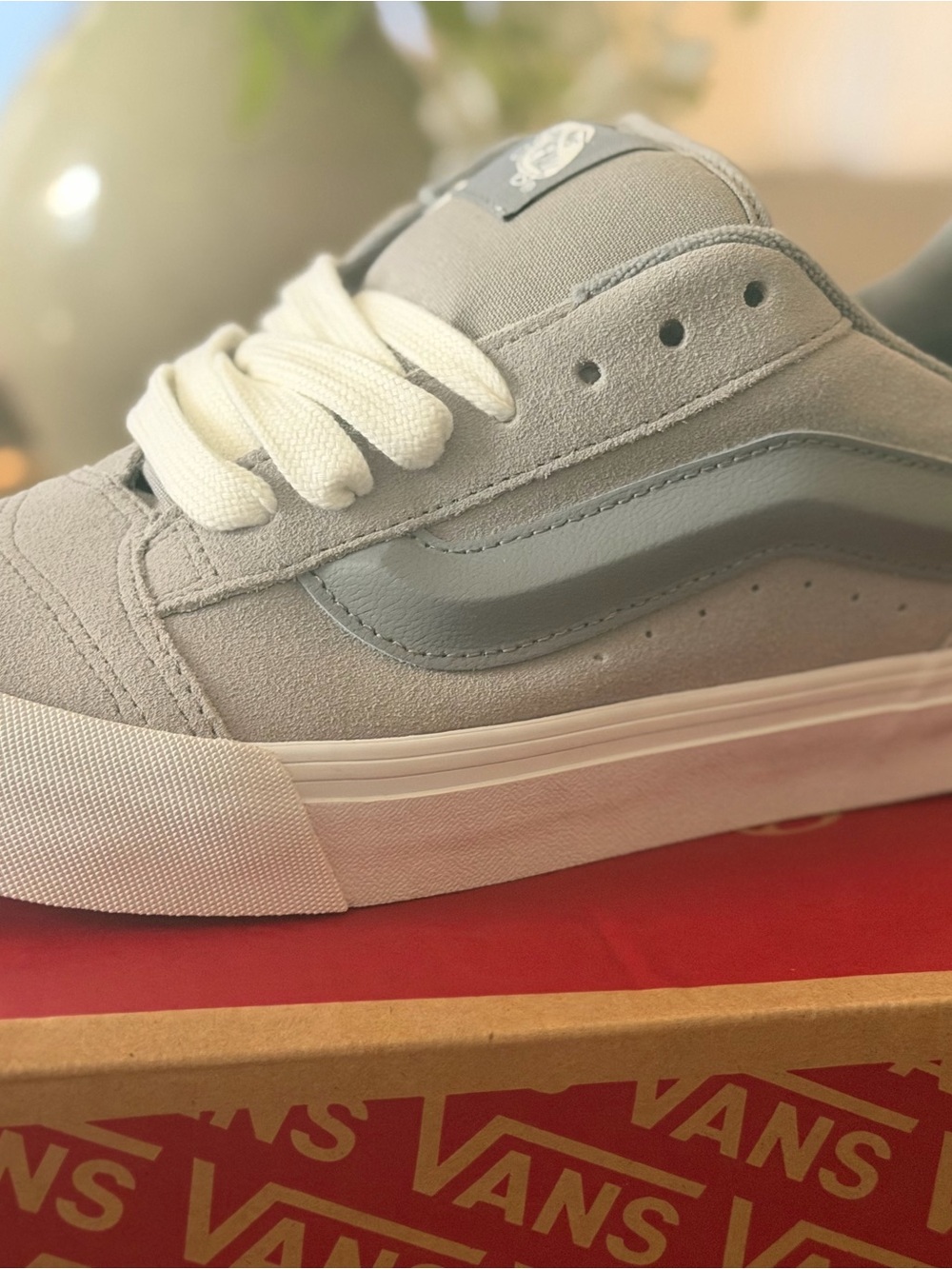 New Vans Light Gray Suede Old Skool with White Laces